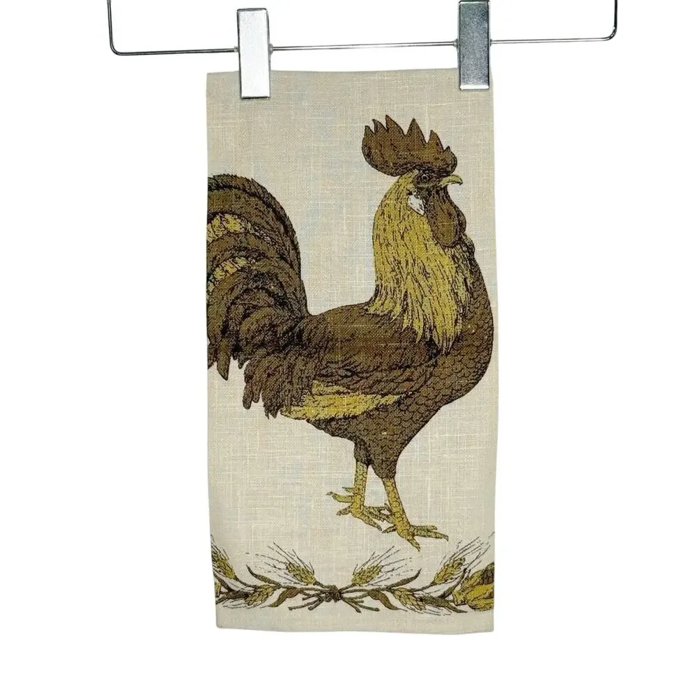 Vintage Luther Travis Fallani Cohn Napkin Tea Towel Rooster Farmhouse Linen